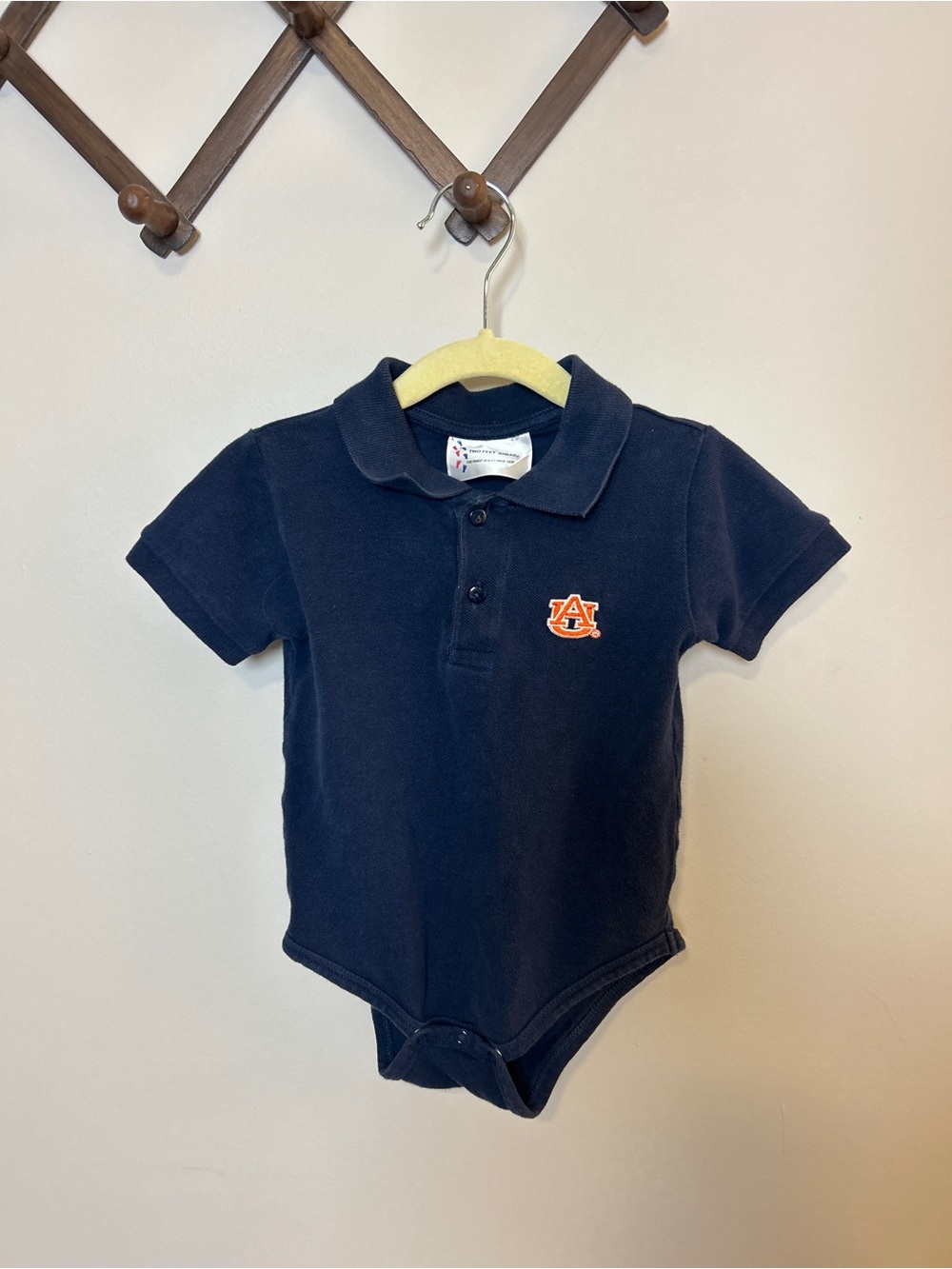 Two Feet Ahead Auburn Embroidered Navy Polo Onesie